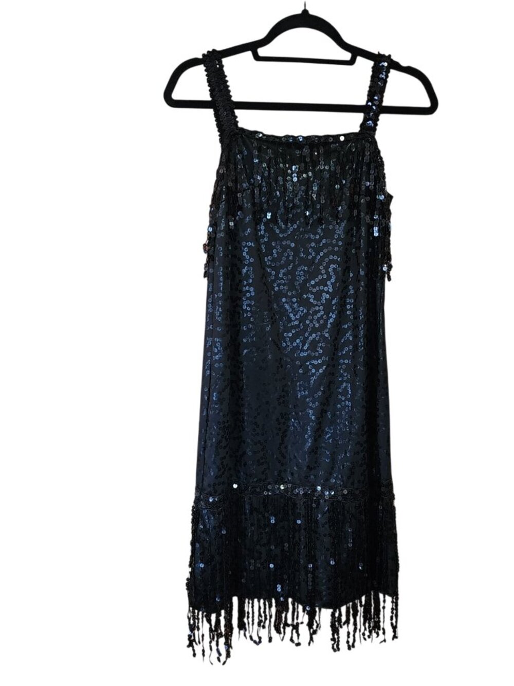 Black Sequin Flapper Dress With Head Band Womens Size Medium